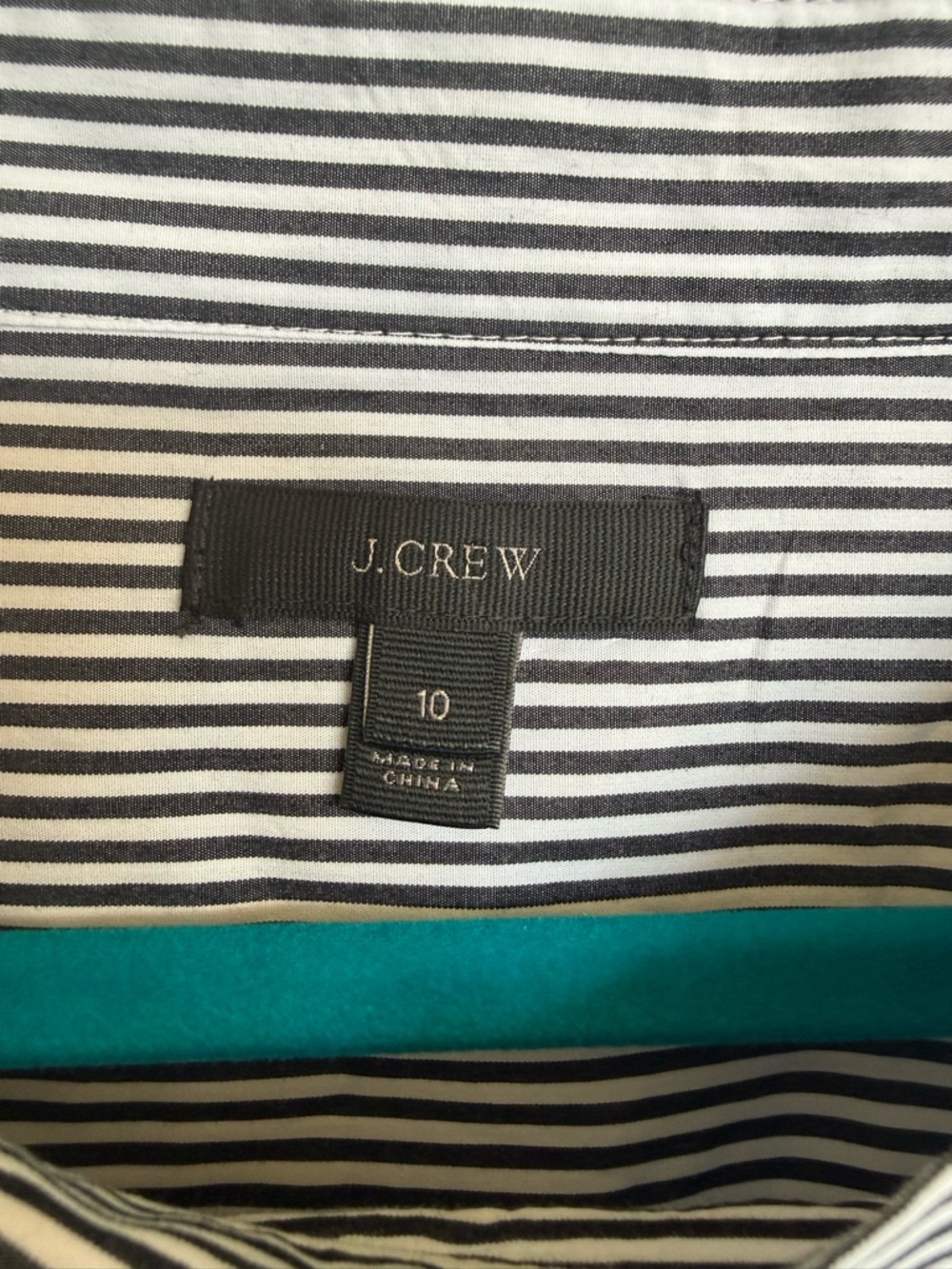 J. Crew Blue and White Striped Button-Shoulder Long-Sleeve Tee high low - Picture 4 of 4
